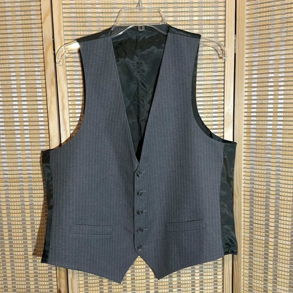 Vintage Men's Two Tone Gray Pinstripe Career Suit Vest No Tags
